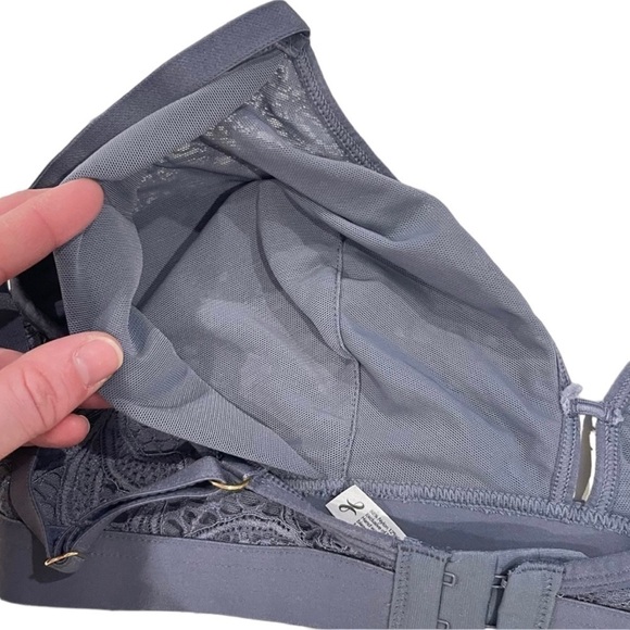 Lively Floral Lace Keyhole Busty Bralette No Wire Gray Size 1 (32DD, 33D/DD) - Picture 9 of 13